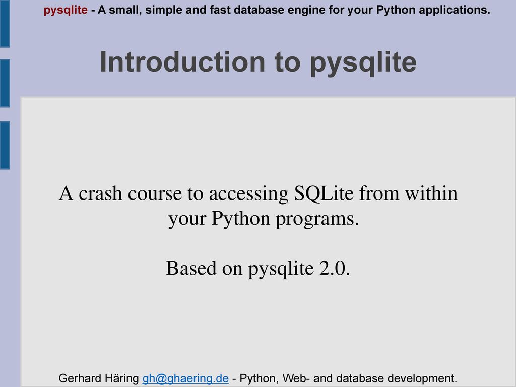 python-pysqlite2 python-pysqlite2